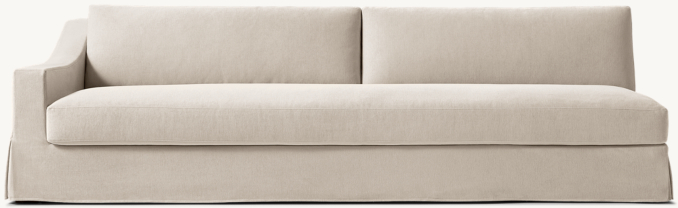 Front view of Modena Slipcovered Slope Arm Left-Arm Bench-Seat Sofa 