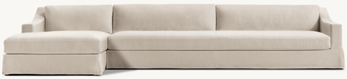 Modena Slipcovered Slope Arm Left-Arm Sofa-Chaise Bench-Cushion Sectional