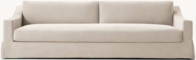 Modena Slipcovered Slope Arm Bench-Seat Cushion Sofa