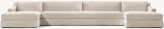Modena Slipcovered Slope Arm U-Chaise Bench-Cushion Sectional