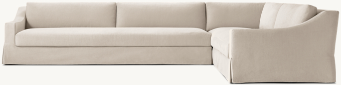 Modena Slipcovered Slope Arm Bench-Cushion Right-Arm L-Sectional