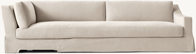 Front view of Modena Slipcovered Slope Arm Right-Arm Return Bench-Seat Sofa 