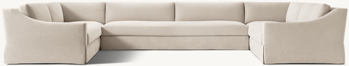 Modena Slipcovered Slope Arm U-Sofa Bench-Cushion Sectional