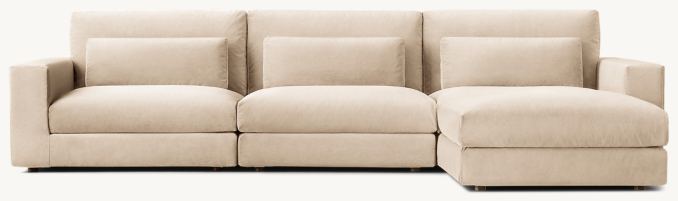 Original Lugano Modular 3-Piece Right-Arm Chaise Sectional