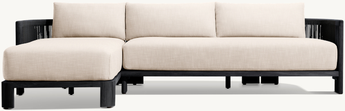 Striata Teak Left-Arm Chaise Sectional