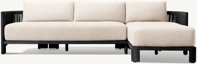 Striata Teak Right-Arm Chaise Sectional