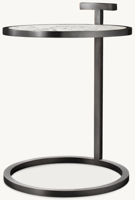 Three Quarter view of 1930S Martini Stone Round Side Table 