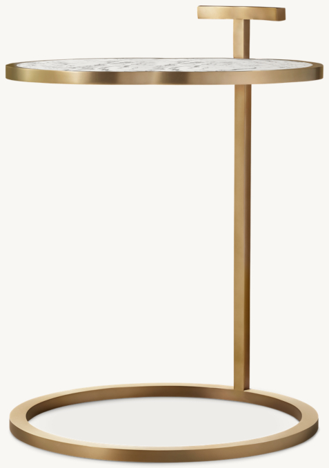18" side table shown in Italian Arabescato Marble with Antique Brass finish.