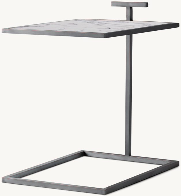 Three Quarter view of 1930S Martini Stone Square Drink Table 