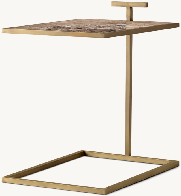 Three Quarter view of 1930S Martini Stone Square Drink Table 