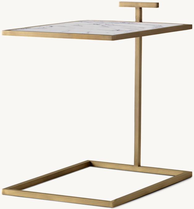 Three Quarter view of 1930S Martini Stone Square Drink Table 