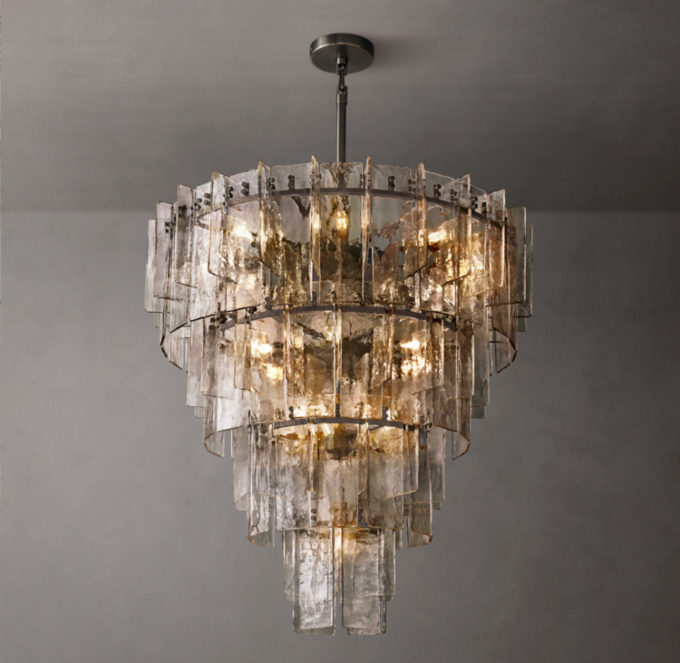 Lattice Smoke Glass Tiered Chandelier 47\"