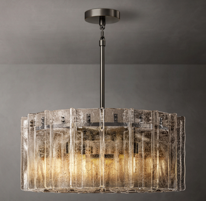 Lattice Smoke Glass Round Chandelier 37\" 
