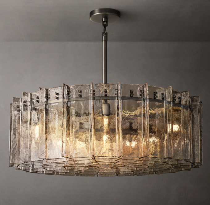 Lattice Smoke Glass Round Chandelier 48\" 