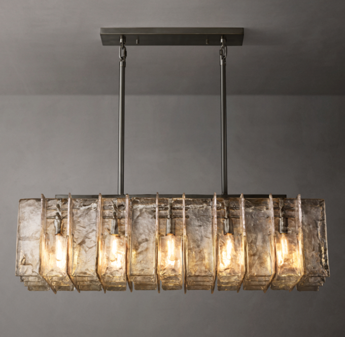 Lattice Smoke Glass Rectangular Chandelier 49\"