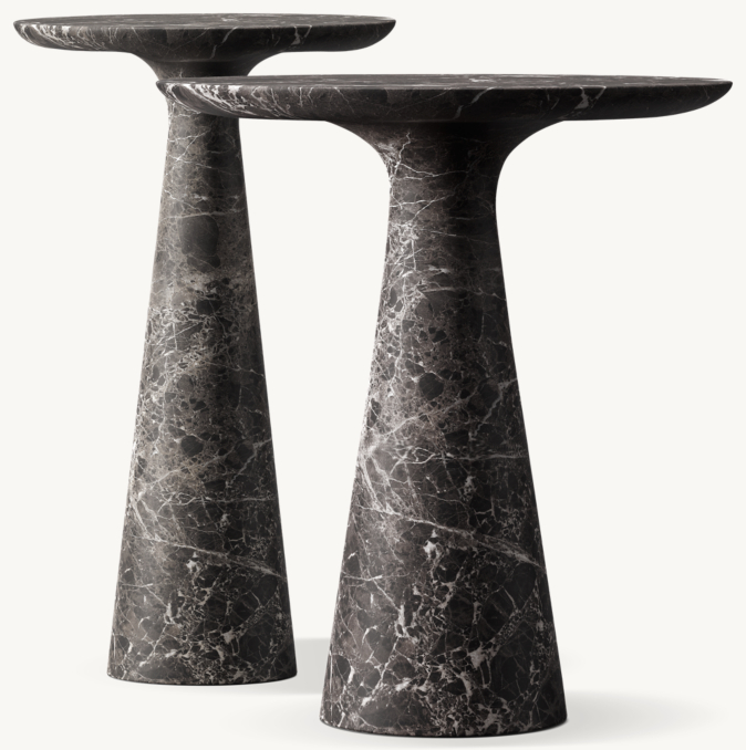 Vue de face - Gio Pierre - Tables d'appoint gigogne - Marbre Emperador noir