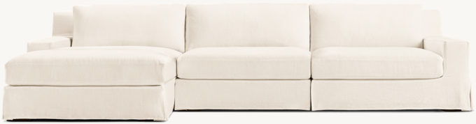 Modena Slipcovered Modular Track Arm 4-Piece Left-Arm Sofa-Chaise Sectional