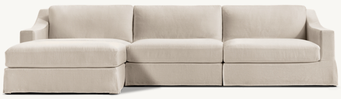 Modena Slipcovered Modular Slope Arm 4-Piece Left-Arm Sofa-Chaise Sectional