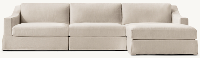 Modena Slipcovered Modular Slope Arm 4-Piece Right-Arm Sofa-Chaise Sectional