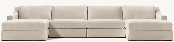 Modena Slipcovered Modular Slope Arm 6-Piece U-Chaise Sectional