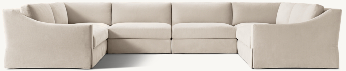 Modena Slipcovered Modular Slope Arm 6-Piece U-Sofa Sectional