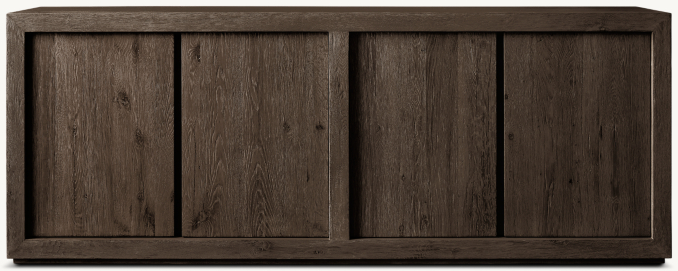 Vue de face - Drifted Reclaimed Oak - Buffet à 4 portes - Chêne brun