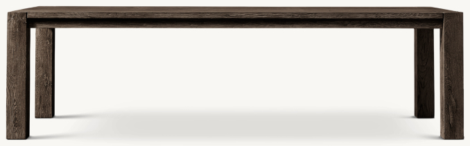 Vue de face - Drifted Reclaimed Oak - Table à manger Parsons - Chêne brun