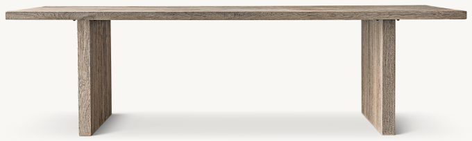Drifted Reclaimed Oak Plank Rectangular Dining Table