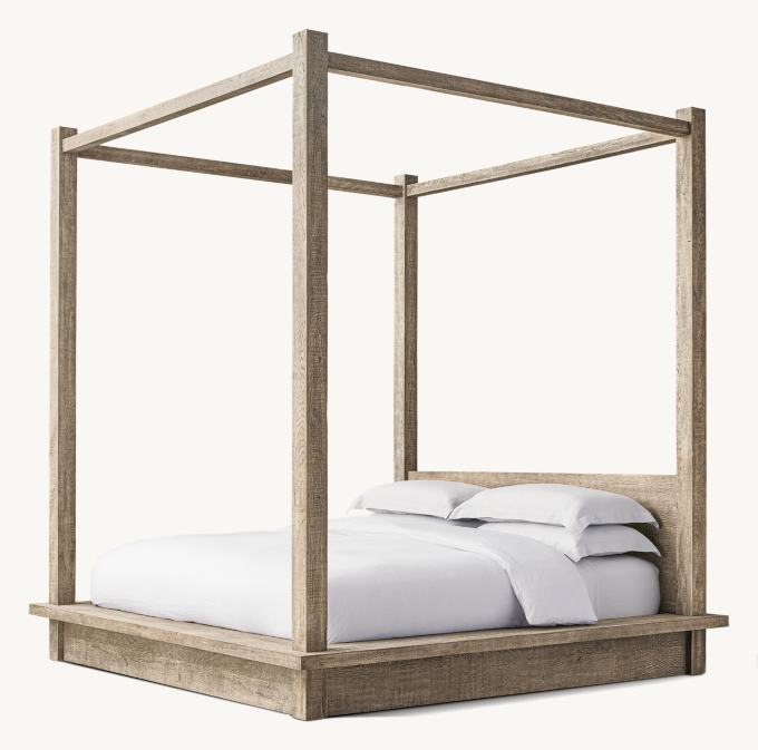 Drifted Reclaimed Oak Canopy Bed