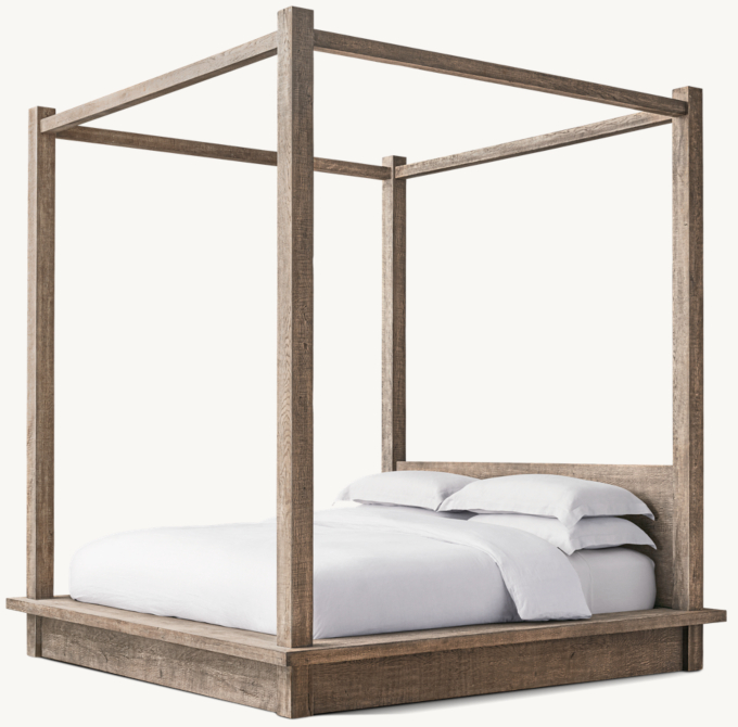 Drifted Reclaimed Oak Canopy Bed