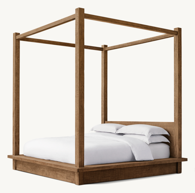Drifted Reclaimed Oak Canopy Bed