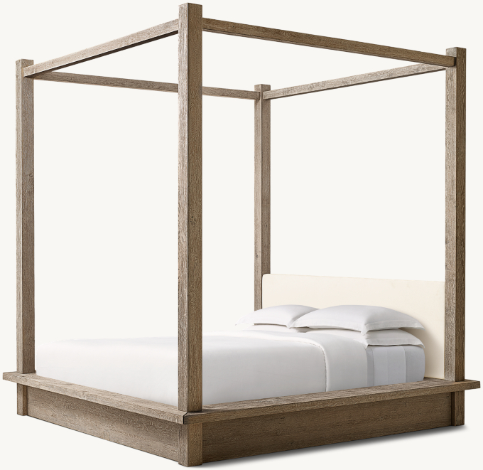 Drifted Reclaimed Oak Fabric Canopy Bed