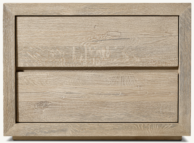 Vue de face - Drifted Reclaimed Oak - Table de nuit fermée - Chêne blanchi