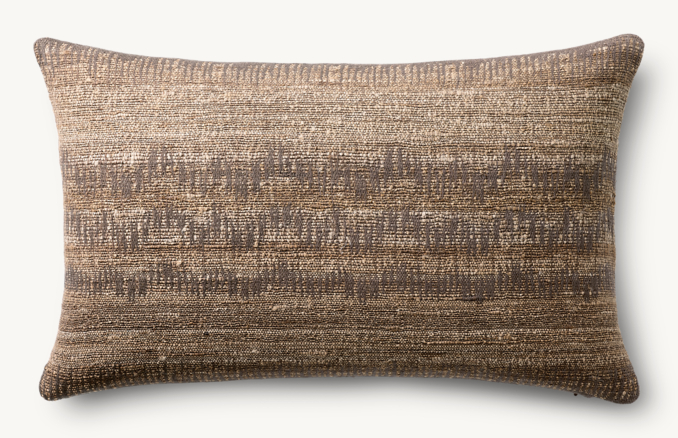 Overhead view of Naya Handwoven Sketched Wave Pillow Cover - Lumbar 