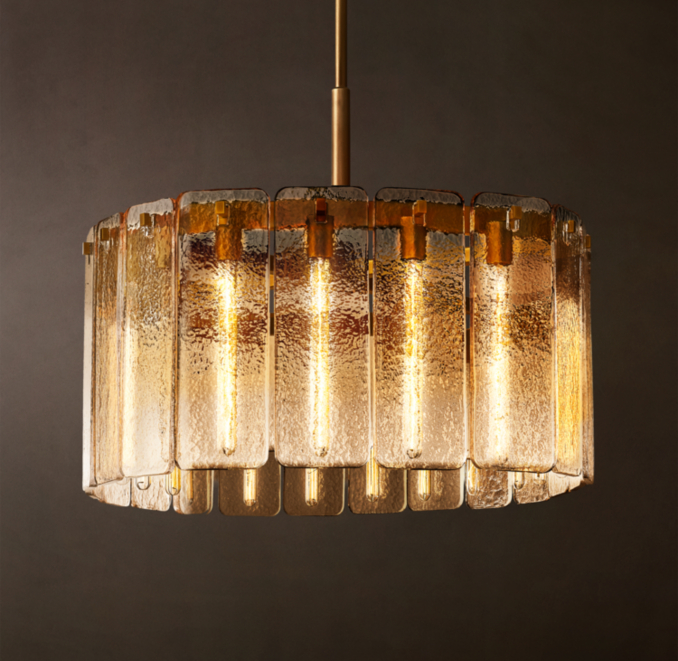 36" chandelier shown in Lacquered Burnished Brass.