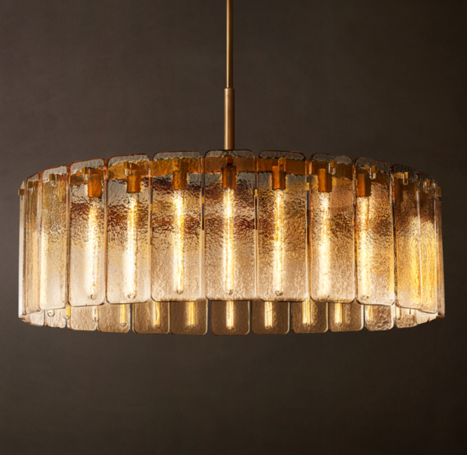 48" chandelier shown in Lacquered Burnished Brass.