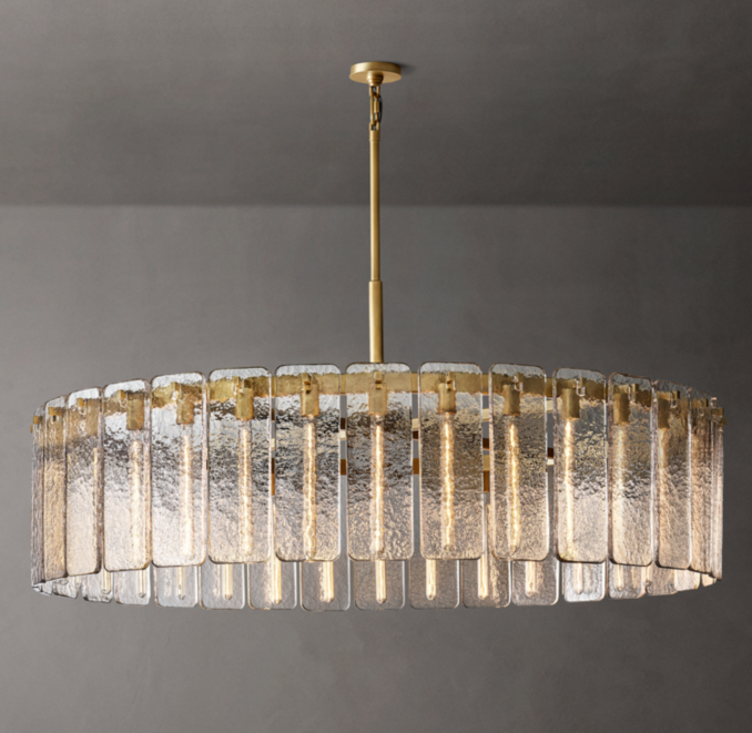 60" chandelier shown in Lacquered Burnished Brass.
