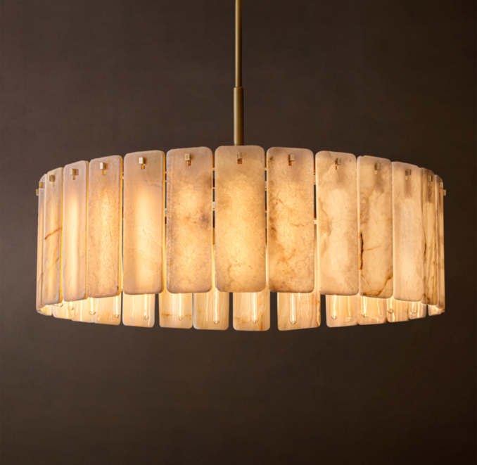 48" chandelier shown in Lacquered Burnished Brass.