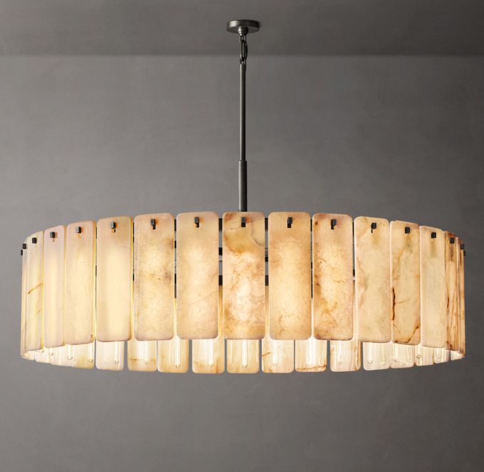 60" chandelier shown in Lacquered Burnished Brass.