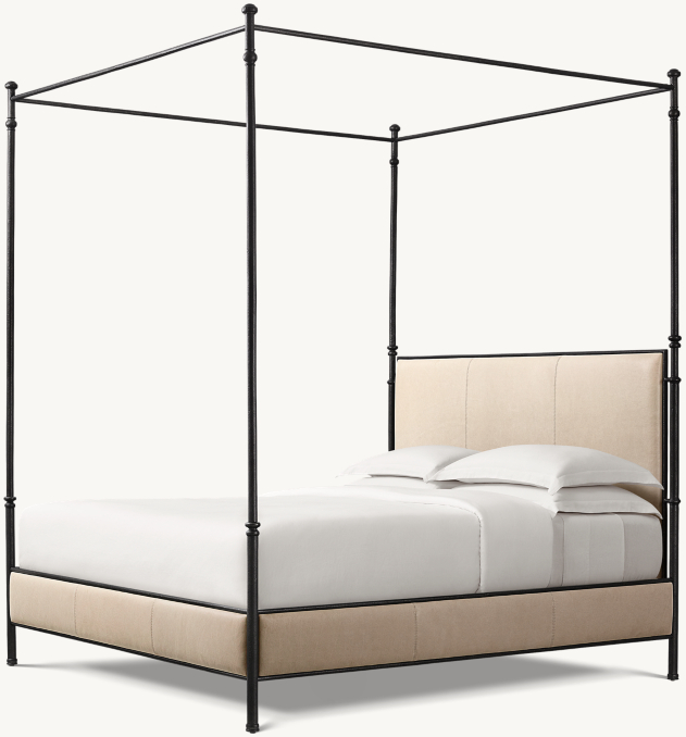 259cm H bed shown in Italian Cavallino Ivory.