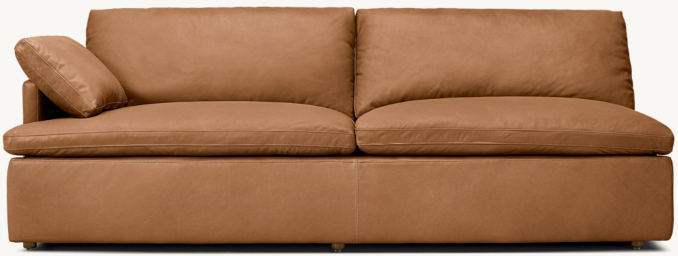 Shown in Italian Cavallino Chestnut. Cushion configuration varies by frame size.