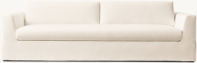 Modena Slipcovered Taper Arm Bench-Seat Cushion Sofa