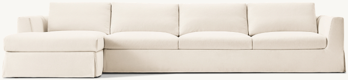 Modena Slipcovered Taper Arm Left-Arm Sofa-Chaise Sectional