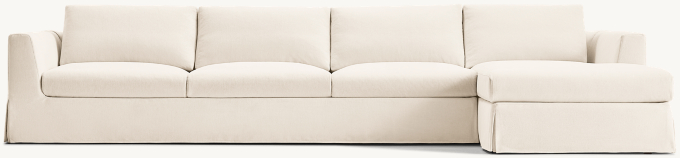 Modena Slipcovered Taper Arm Right-Arm Sofa-Chaise Sectional