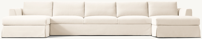 Modena Slipcovered Taper Arm U-Chaise Sectional