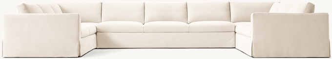 Modena Slipcovered Taper Arm U-Sofa Sectional
