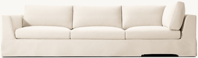 Shown in Natural Laundered Belgian Linen. Cushion configuration varies by frame size.