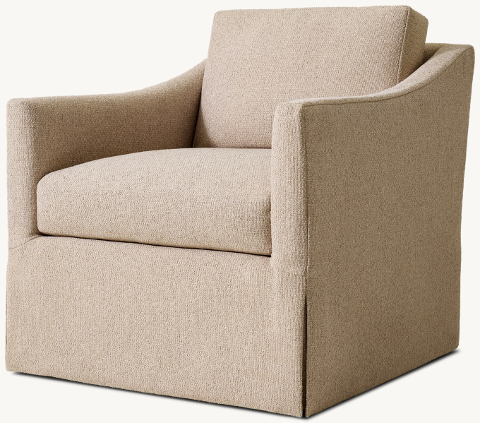 Oliver Slipcovered Slope Arm Swivel Chair