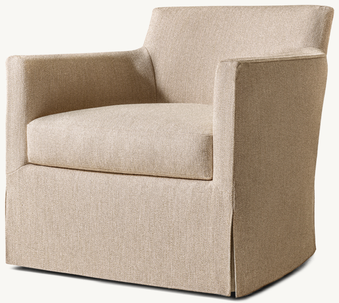 Oliver Slipcovered Barrelback Track Arm Swivel Chair
