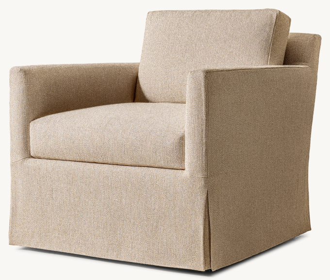 Oliver Slipcovered Track Arm Swivel Chair